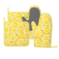 Oven Mitts and Pot Holders Lemon Watercolor Yellow Silicone Kitchen Accessories Set of 4 Heat Resistant Long Gloves Potholder Non (A0664213)