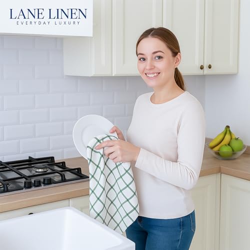 Dish Towels for Kitchen 100% Cotton Tightly Woven 6 Pack (18"x28" - 6 Pack / 01: Olive)