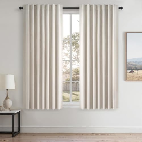 54 Inch Long Blackout Tiers Curtains for Small Window Elegant Short Curtain Drapes for Livingroom Bedroom Thermal Insulated Linen Cafe Drapes (Birch / 52"W x 54"L (Pack of 2))