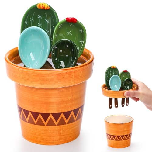5Pcs Ceramic Measuring Spoons in Pot