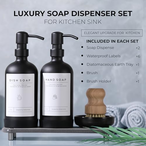 Luxury] Kitchen Soap Dispenser Set (Black Bottle + Black Pump)
