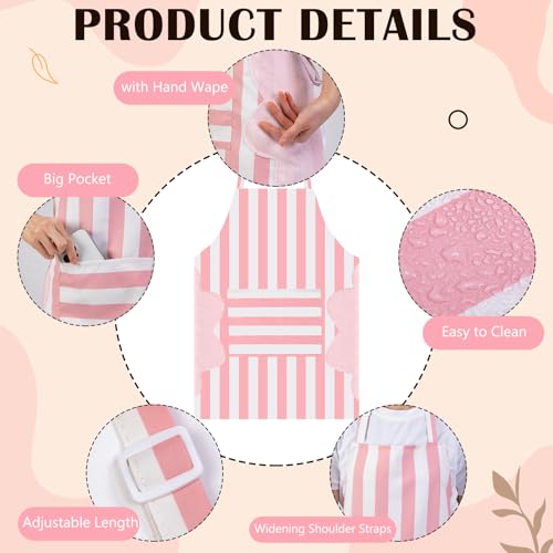 Kitchen Aprons with Pockets for Women Men (Pink)