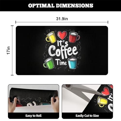 Dish Drying Mat Large Coffee Mat Absorbent Drying Mat for Kitchen Counter Coffee Bar Accessories 32"x 17" (Coffee Time)