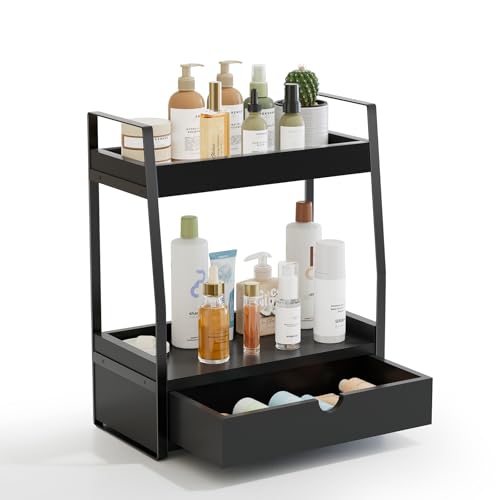 2 Tier Bathroom Organizer Countertop (Black)