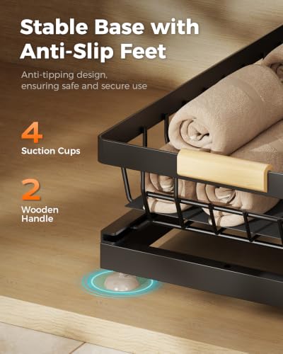2-Pack 2-Tier Height Adjustable Under Sink Organizer & Storage (Black / Large)