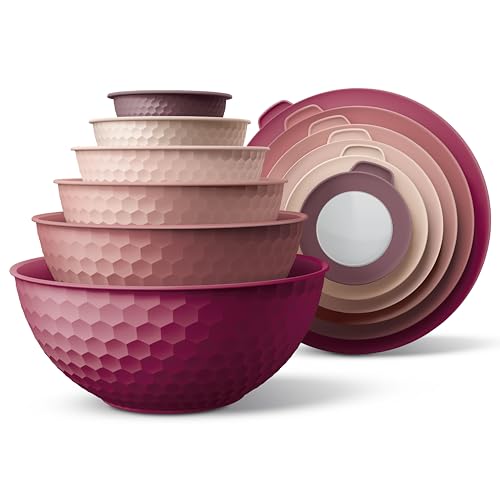 Mixing Bowls with Lids (Rose Embossed)