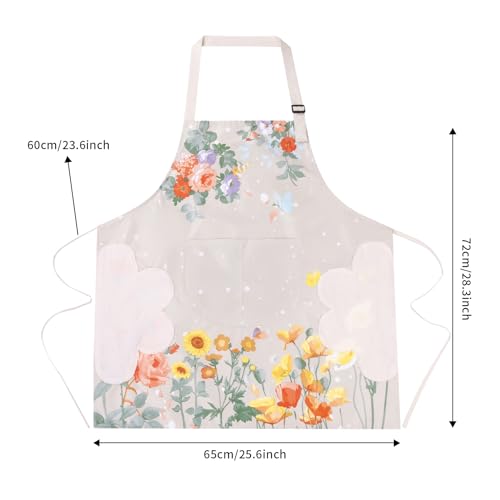 2 Pack Floral Aprons with Pocket (2pack #a)