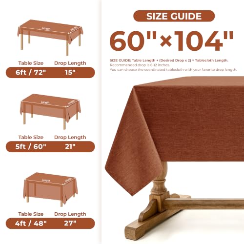 Fall Rectangle Tablecloth for Dining Table Burnt Orange (Burnt Orange / 104" x 60" (Rectangular))