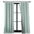 100% Blackout Linen Textured Curtains 90 inches Long (Aqua / 52"W x 90"L (Pack of 2))