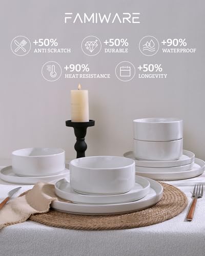 Nebula 16 Piece Stoneware Dinnerware Set with Mugs (White / Service for 4 (Include Mugs))