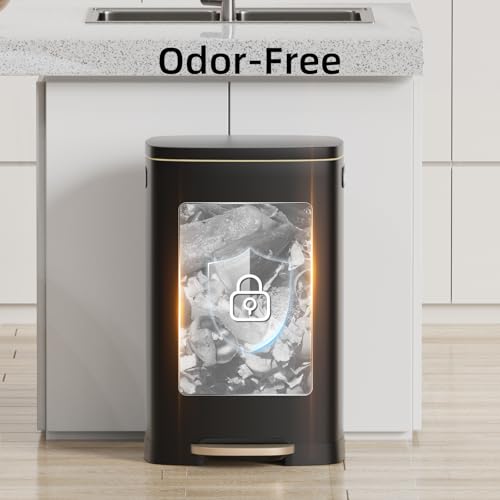 13 Gallon Kitchen Trash Can with Lid (Black / 13 Gallon)