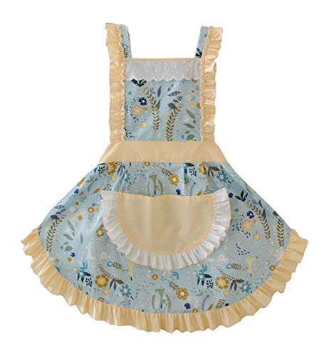 Womens Cooking Baking Apron (Pale Blue Yell)
