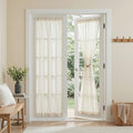 Linen French Door Curtains for Door Window 72 Inch Length 2 Panels Semi Sheer Light Filtering Curtain for Bedroom Window Glass Rod Pocket for Kitchen Dining Room (26"W x 72"L (Pack of 2) / Natural Linen)