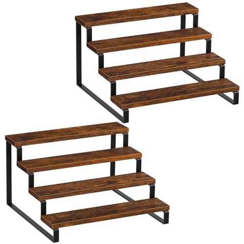 4 Tier Spice Rack (Rustic Brown, 4 Tier, 2 Pack / 4 Tier 2 Pack)