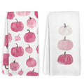 Pink Fall Pumpkin Decor Kitchen Towels and Dishcloths Set of 2 (Pink Pumpkins)