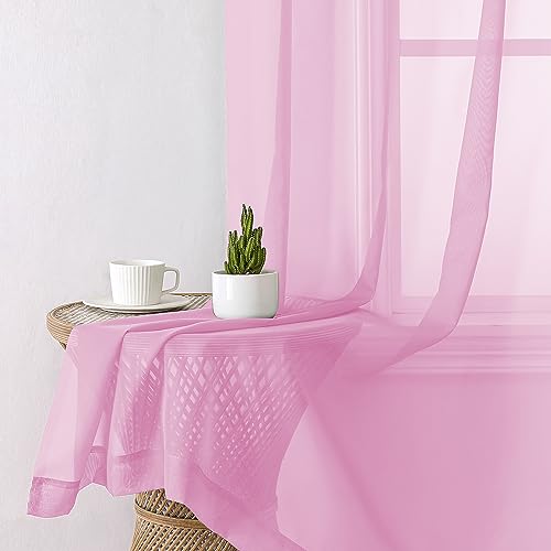 96inch Long Pink Sheers Drapes (40"W x 96"L (Pack of 2) / Light Pink)
