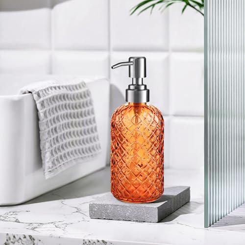 Refillable Glass Soap Dispenser (Orange (2 Pack))