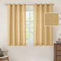 Short Linen Light Filtering Curtains 45 Inch for Bedroom 2 Panels (52"W x 45"L (Pack of 2) / Silver Grommet-caramel Brown)