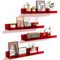 4 Pcs 15" Acrylic Shelves for Wall Decor and Display (Red)