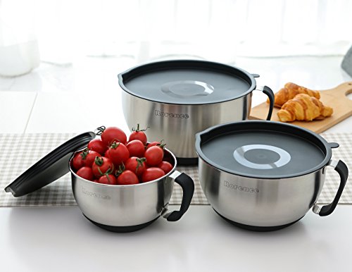 Stainless Steel Mixing Bowls Set with Lids (Black / 3 piece)