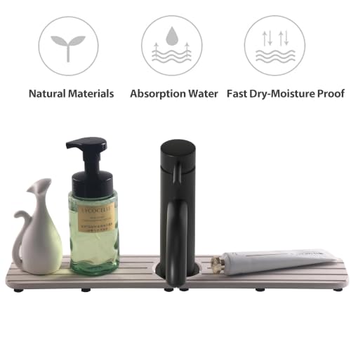 Faucet Mat for Kitchen Sink (Pale Gray / 17.3" x 3.9" x 0.5")
