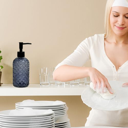 Glass Dish Soap Dispenser for Kitchen (Grayish Blue)