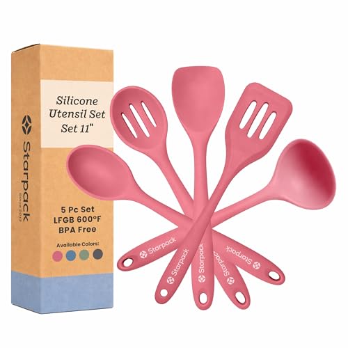 Starpack Stir and Serve Silicone Cooking Utensils Set (Earthy Pink / Standard Size Set of 5, 11")