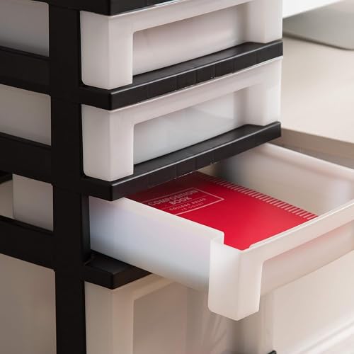 2 Pack 7 Drawer Plastic Storage Rolling Organizer Cart with Caster Wheels for Laundry Room (Black / 7 Drawer with Wheels - 2 Pack)