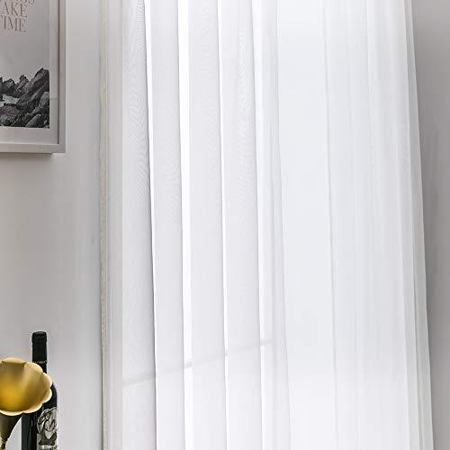 2 Panels Sheer Curtains for Living Room 54 X 96 Inches Ivory (Ivory / 54"W x 96"L (Pack of 2))