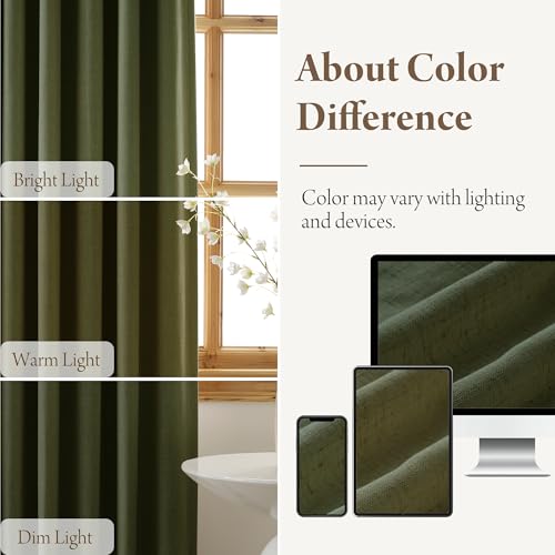 Linen Blackout Curtains 96 inches Long (Pinch Pleated - Olive Green / 40"W x 96"L (Pack of 2))