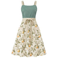 Pinafore Apron Dress for Women with Pockets Adjustable Floral Kitchen Apron (Sage Green)