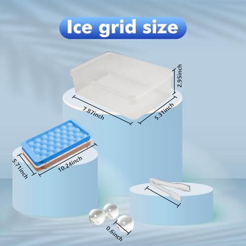 2 Pack Ice Cube Tray with Lid and Bin (Blue & Pink)
