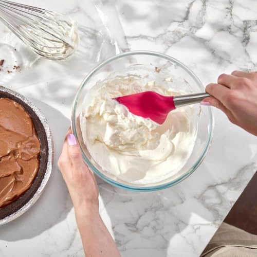 Flex Core Silicone Spatula Metal Handle for Scraping Bowls Mixing and Baking (Viva Magenta / Spatula)