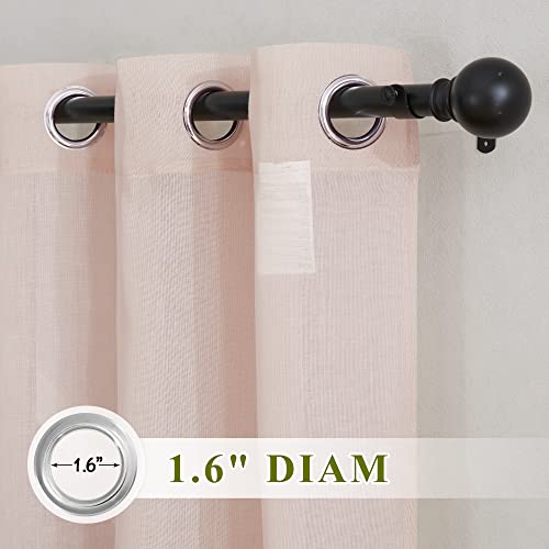 Linen Textured Semi Sheer Bedroom Curtains (36"W x 84"L (Pack of 2) / Dusty Blush)