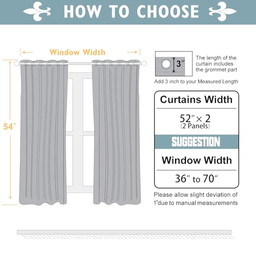 100% Blackout Curtains for Bedroom 2 Panels Set with Black Liner (52"W x 54"L (Pack of 2) / Light Beige)