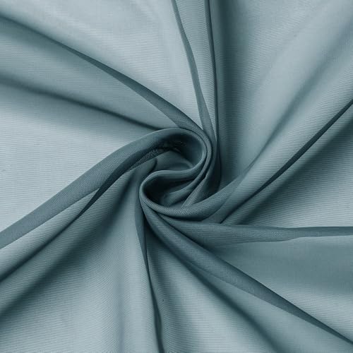 Dusty Blue Sheer Curtains 96 Inches Long 2 Panels Set (42"W x 96"L (Pack of 2) / Dusty Blue)