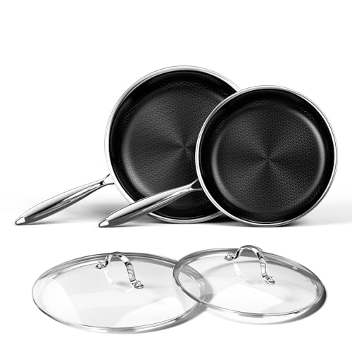 Nonstick Titanium Ceramics Stainless Steel Frying Pan Set 10" (Titanium Ceramic Hybrid Stainless Steel / 10Inch+12Inch)