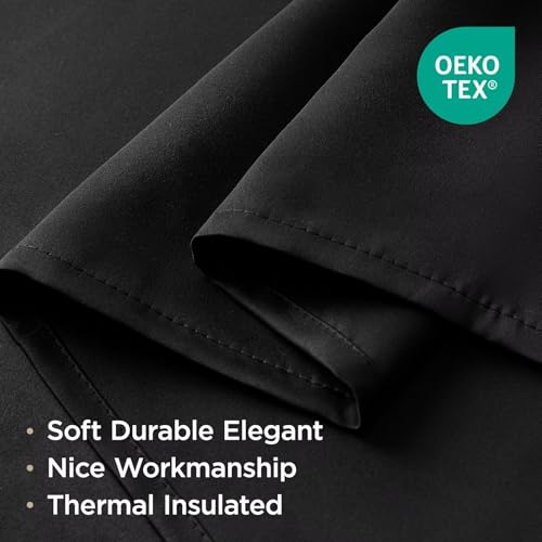 Black Blackout Curtains 108 inch Length 2 Panels Set (Black / 52"W x 108"L (Pack of 2))