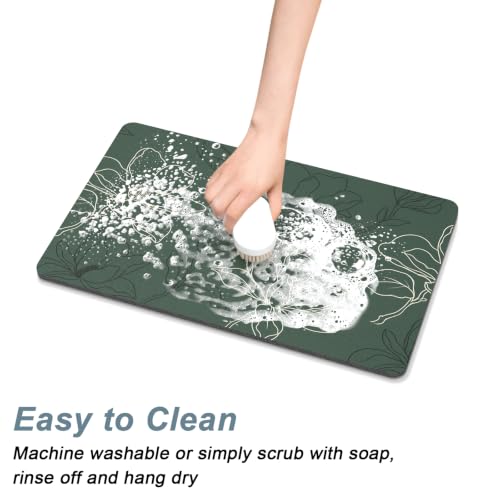 Coffee Mat 16" x 24" Coffee Bar Mats for Espresso Machine Station Accessories and Organizer (Line Art Magnolia / 16" x 24")