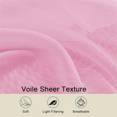 Pink Sheer Curtains 84 Inches Long 2 Panels (Pink / 42"W x 84"L (Pack of 2))