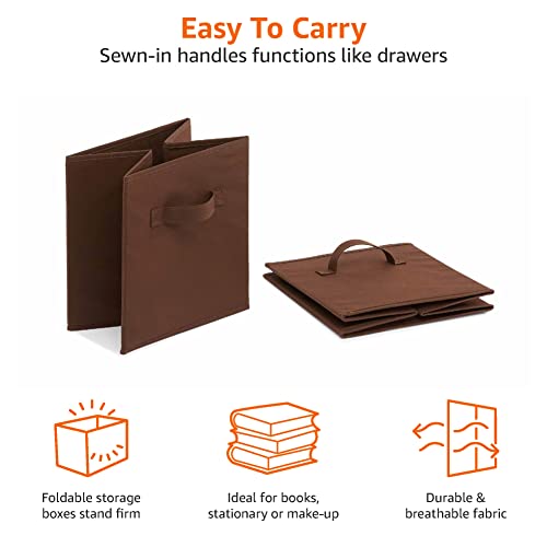Collapsible Fabric Storage Bins with Handles (Brown / 10.5"x10.5"x11")