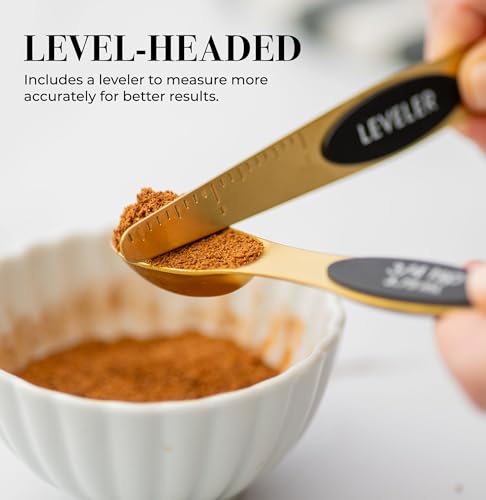 Magnetic Measuring Spoons Set (Classic / Black & Brass Gold)