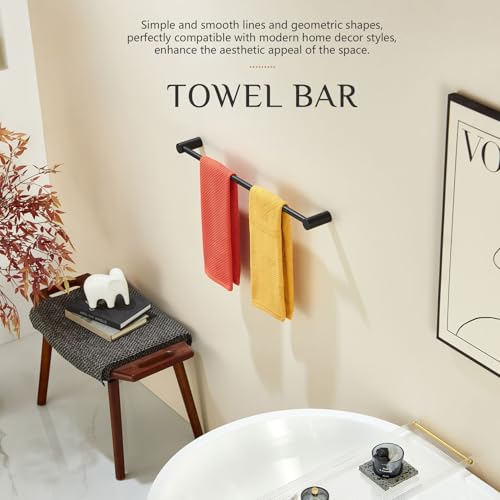 Towel Bar Black Bathroom Towel Rack Wall Mounted 24 (Matte Black / 24-Inch)