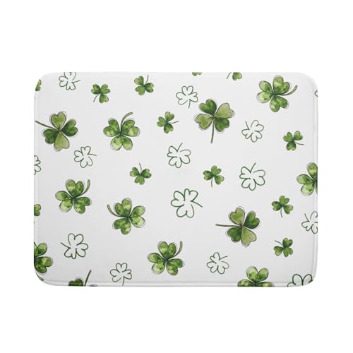 St Patricks Day Dish Drying Mat for Kitchen Counter Cute Shamrocks Holiday Microfiber Absorbent Dish Draining Reusable Washable Foldable Extra Large 18"x24" (24" x 24")