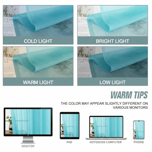 Sheer Curtains 84 Inches Long 2 Panels (42"W x 84"L (Pack of 2) / Aqua)