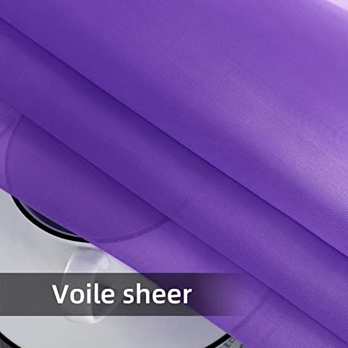 Solid Sheer Rod Pocket Curtain Voile Draperies 2 Panels White Beige Black Grey Coffee 52 Inch Width 90 Inch Long 1 Pair for Kitchen Bedroom Children Living Room Yard (Purple / 52"W x 90"L (Pack of 2))