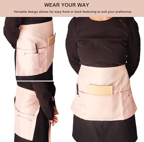 Single Server Waist Apron with 5 Pockets (Pink)