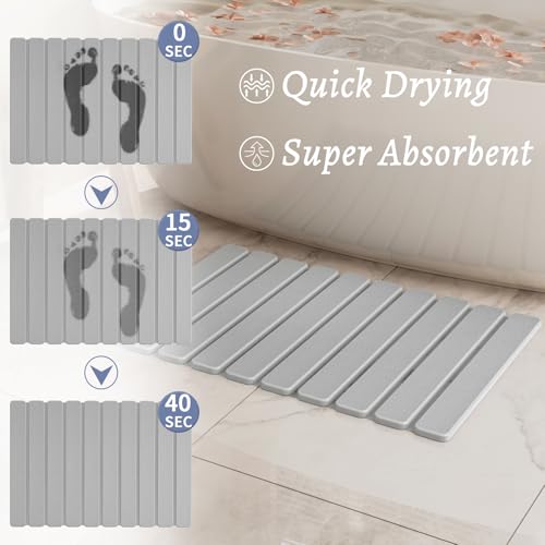 Foldable Stone Bath Mat (Light Gray / 23.5" x 15.4" (Rectangular))