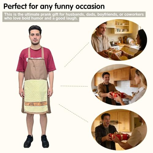 Creative Men's Prank Apron (Light Brown)