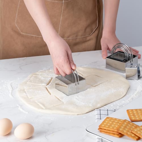 Biscuit Cutter Set Square Cookie Cutters with Handle (5pcs Square with handle)